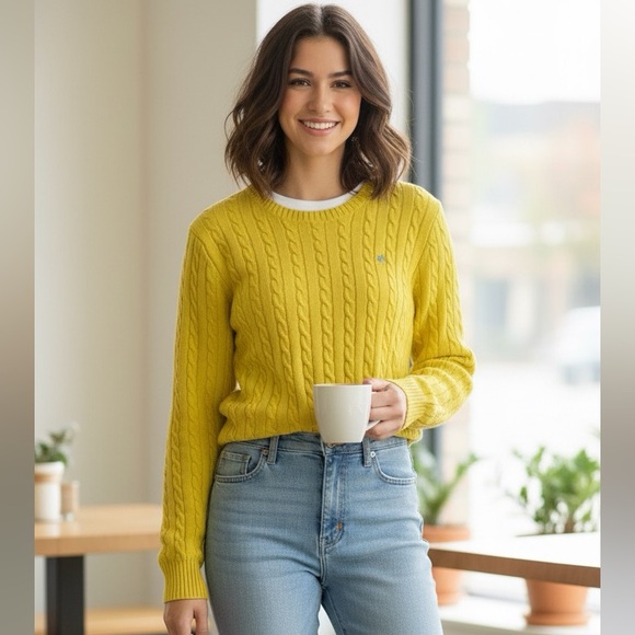 LILLY Pulitzer Yellow Cable Knit Cotton Sweater - Picture 1 of 5